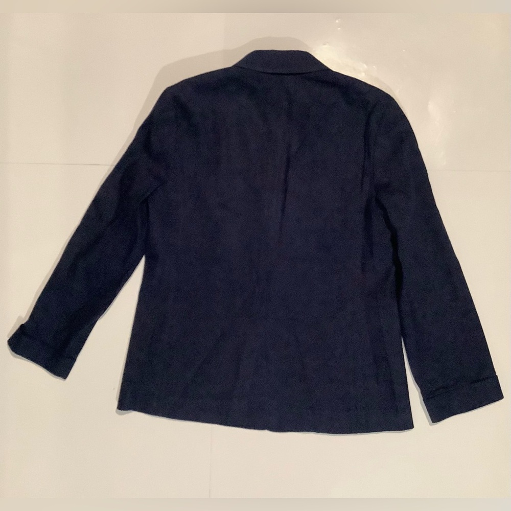 J. Crew Linen Blend Navy Blue Scalloped Lightweight Blazer 6 Academia - Picture 4 of 11